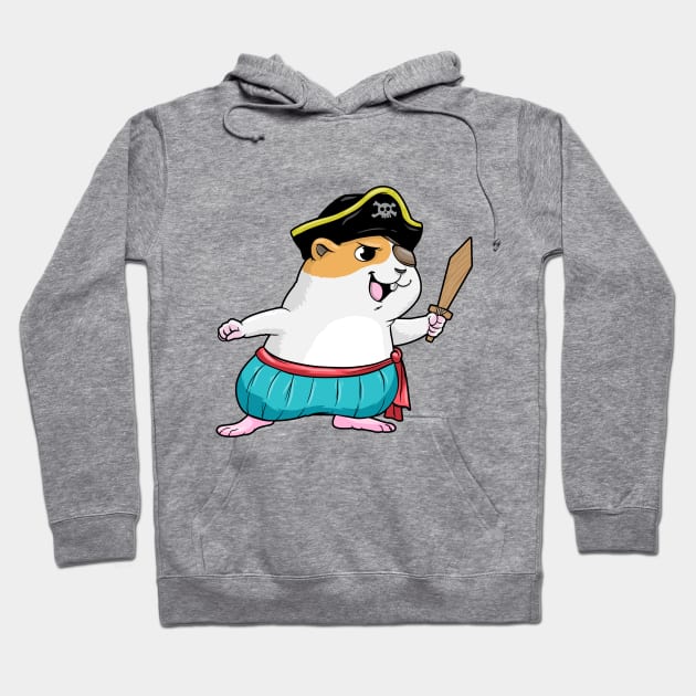 Hamster as a pirate with a sword Hoodie by Markus Schnabel